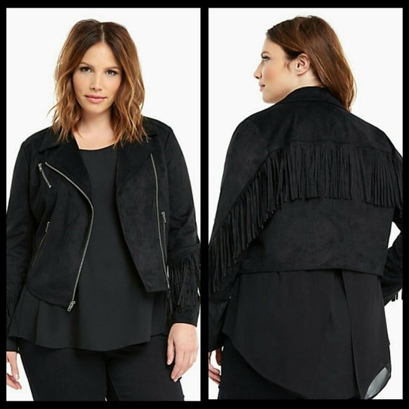 torrid Jackets & Blazers - Torrid Moto Jacket Fringe Black Size 00 M/L